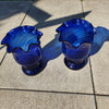 Large Vintage Spanish Cobalt Blue Glass Vases,  height 43 x deep 35, Set of 2.