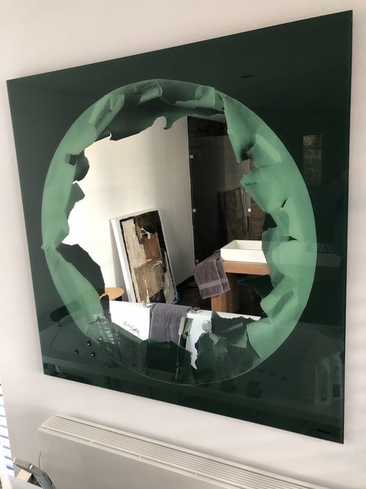 Decorated Mirror by Ugo Nespolo from around 1980 for rimadesio