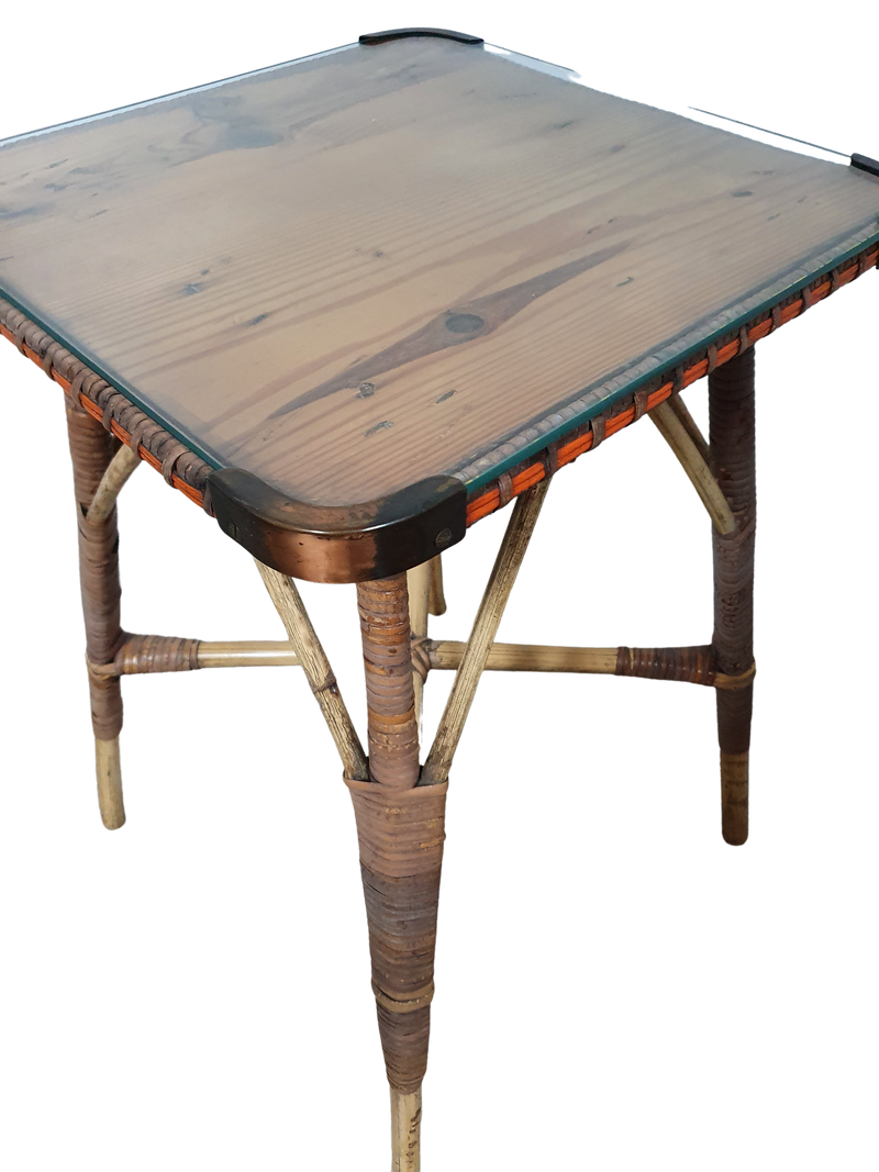 Bamboe bijzettafel met glazen blad