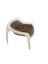 Zeer zeldzame binnen/buiten polyester lounge stoel met leren bekleding jaren 60